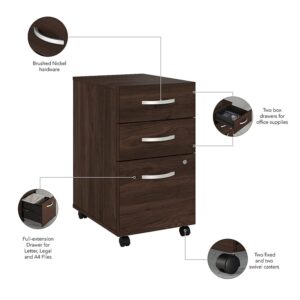 Bush Business Furniture Studio C L Shaped Desk with Mobile File Cabinet and Return, 72W x 30D, Black Walnut