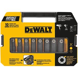 DEWALT Impact Socket Set, SAE, 1/2-Inch, 10-Piece (DW22812)