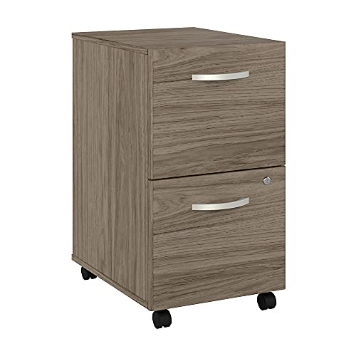 Bush Business Furniture Hybrid 2 Drawer Mobile File Cabinet-Assembled, Modern Hickory