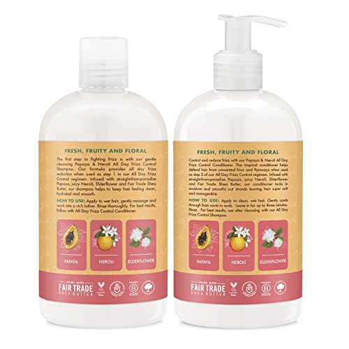 SheaMoisture Shampoo and Conditioner Papaya & Neroli 2 Count Shampoo For Women All Day Frizz Control 13 oz