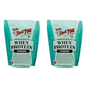 Bob's Red Mill Whey Protein Powder 12ounce Package May Vary, Red, unflavored, 12 Ounce (Pack of 2)