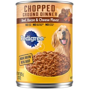 PEDIGREE CHOPPED GROUND DINNER Adult Canned Soft Wet Dog Food Beef, Bacon & Cheese Flavor, 22 oz. Cans 12 Pack