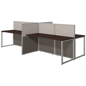 bush business furniture easy office 60w 4 person straight desk open office in mocha cherry