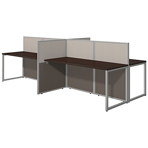 Bush Business Furniture Easy Office 60W 4 Person Straight Desk Open Office in Mocha Cherry