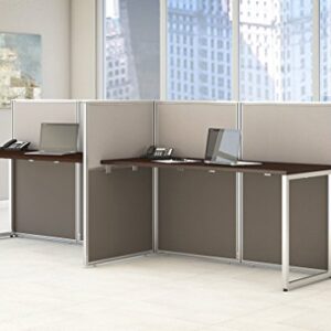 Bush Business Furniture Easy Office 60W 4 Person Straight Desk Open Office in Mocha Cherry