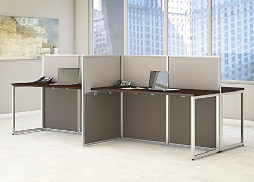 Bush Business Furniture Easy Office 60W 4 Person Straight Desk Open Office in Mocha Cherry