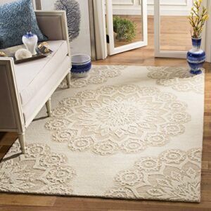 safavieh blossom collection 6′ x 9′ ivory/beige blm108b handmade premium wool living room dining bedroom area rug