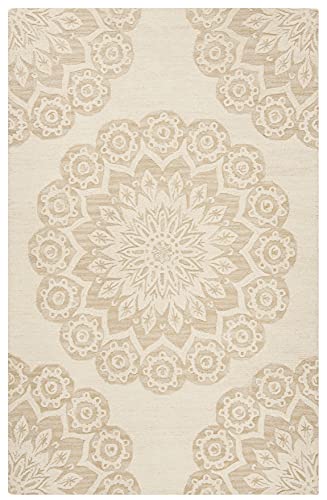 SAFAVIEH Blossom Collection 6' x 9' Ivory/Beige BLM108B Handmade Premium Wool Living Room Dining Bedroom Area Rug