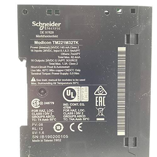 SCHNEIDER ELECTRIC TM221M32TK Logic Controller,0.1A,16 Outputs,24VDC