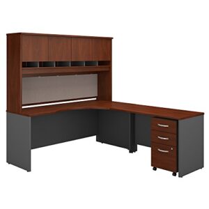 bush business furniture series c 72w right handed corner desk with hutch and mobile file cabinet in hansen cherry