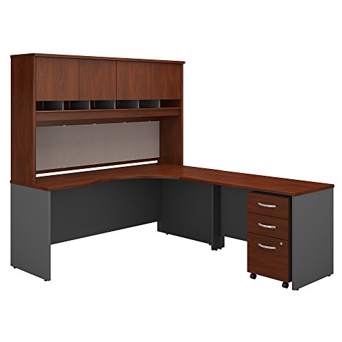 Bush Business Furniture Series C 72W Right Handed Corner Desk with Hutch and Mobile File Cabinet in Hansen Cherry