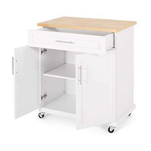 Christopher Knight Home Batavia Kitchen CART, Natural + White