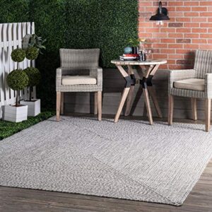 nuloom wynn braided indoor/outdoor area rug, 5′ x 8′, light grey/salt and pepper