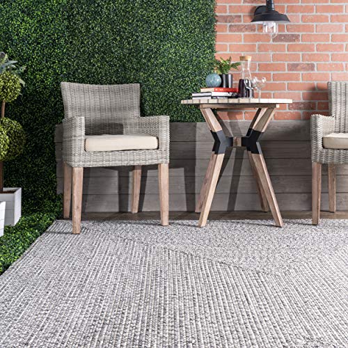 nuLOOM Wynn Braided Indoor/Outdoor Area Rug, 5' x 8', Light Grey/Salt and Pepper