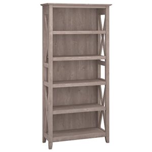 bush furniture key west tall 5 shelf bookcase, washed gray