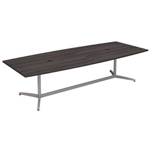 bush business furniture 120w x 48d boat shaped conference table with metal base in storm gray