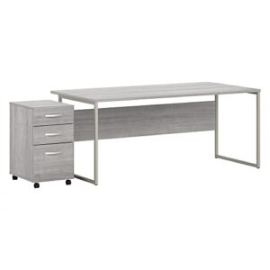 bush business furniture hybrid computer table desk with 3 drawer mobile file cabinet, 72w x 36d, platinum gray