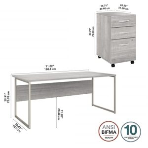 Bush Business Furniture Hybrid Computer Table Desk with 3 Drawer Mobile File Cabinet, 72W x 36D, Platinum Gray