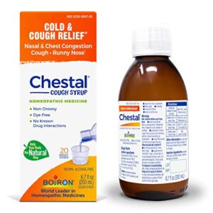 boiron chestal adult cold and cough syrup for nasal and chest congestion, runny nose, and sore throat relief – 6.7 fl oz
