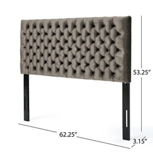 Christopher Knight Home Piper Velvet Ottoman, Grey & Jezebel Velvet Headboard, Queen / Full, Grey / Black Steel