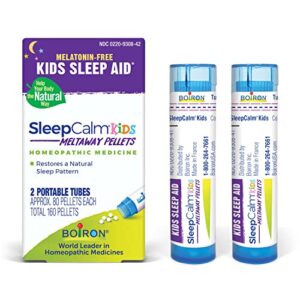boiron sleepcalm kids sleep aid for deep, relaxing, restful nighttime sleep – melatonin-free and non habit-forming – 2 count (160 pellets)