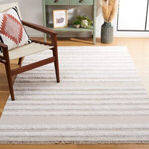 safavieh augustine collection 5’0″ x 7’7″ beige/ivory agt729b moroccan rustic fringe area rug
