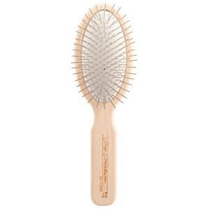 chris christensen dog brush, 27 mm oval pin brush, original series, groom like a professional, stainless steel pins, lightweight beech wood body, ground and polished tips