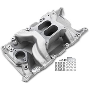 a-premium dual plane intake manifold compatible with chrysler la 318 340 360 v8 5.2l 5.9l, fits for chrysler cordoba & dodge ram aspen challenger & plymouth & jeep grand cherokee, replace#55026, 85026