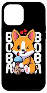 iphone 12 pro max kawaii boba dog corgi tea drink cute anime bubble tea heart case