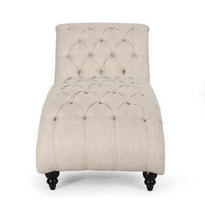 Christopher Knight Home Varnell Chaise Lounge, Beige + Dark Brown
