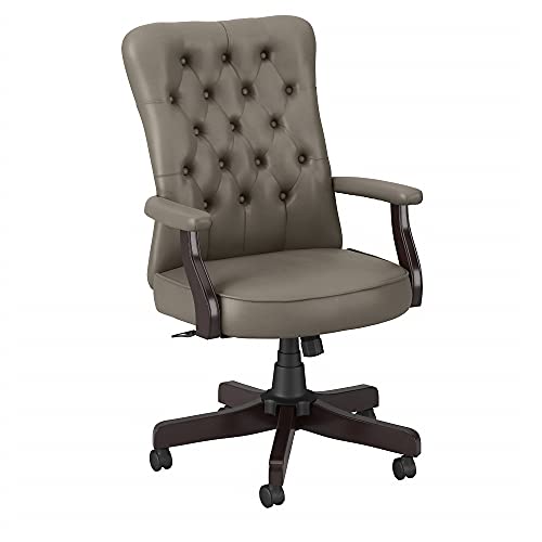 Bush Business Furniture Arden Lane High Back Tufted Office Chair with Arms, Washed Gray Leather