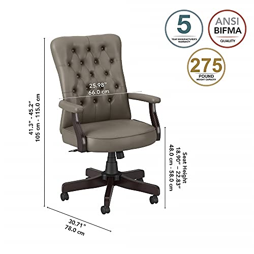 Bush Business Furniture Arden Lane High Back Tufted Office Chair with Arms, Washed Gray Leather