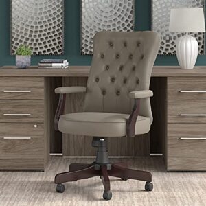 Bush Business Furniture Arden Lane High Back Tufted Office Chair with Arms, Washed Gray Leather