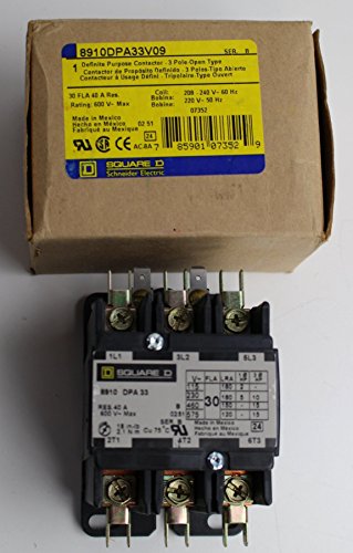 SCHNEIDER ELECTRIC 8910DPA33V09 Contactor 600-Vac 30-Amp Dpa Plus Options Electrical Box, Black