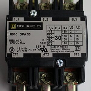 SCHNEIDER ELECTRIC 8910DPA33V09 Contactor 600-Vac 30-Amp Dpa Plus Options Electrical Box, Black