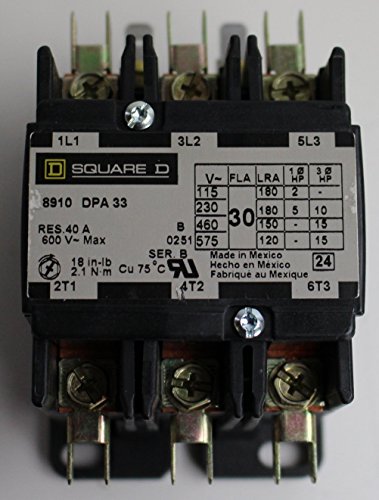 SCHNEIDER ELECTRIC 8910DPA33V09 Contactor 600-Vac 30-Amp Dpa Plus Options Electrical Box, Black