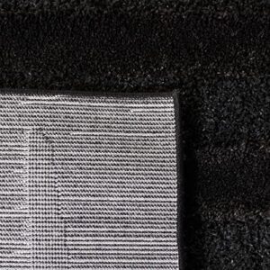 Safavieh Hi-Lo Shag Collection 9' x 12' Charcoal HLS202H Modern Stripe Textured 1.6-inch Thick Area Rug