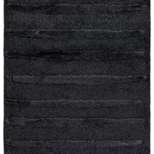 Safavieh Hi-Lo Shag Collection 9' x 12' Charcoal HLS202H Modern Stripe Textured 1.6-inch Thick Area Rug