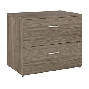 bush business furniture hybrid 2 drawer lateral file cabinet-assembled, modern hickory