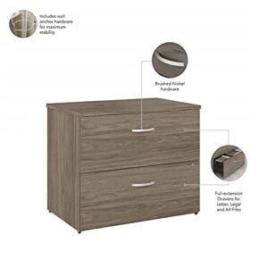 Bush Business Furniture Hybrid 2 Drawer Lateral File Cabinet-Assembled, Modern Hickory