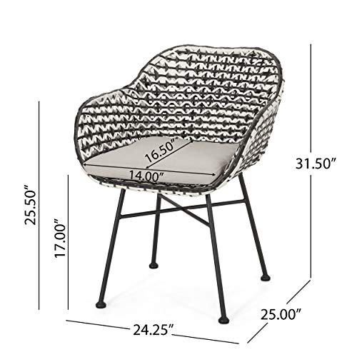 Christopher Knight Home Dining Chair, Beige + Black + White + Matte Black