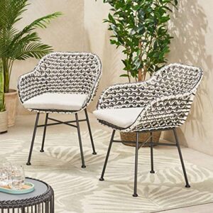 Christopher Knight Home Dining Chair, Beige + Black + White + Matte Black