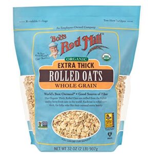 Bob's Red Mill Organic Extra Thick Rolled Oats, 32 ounce (Pack of 3)