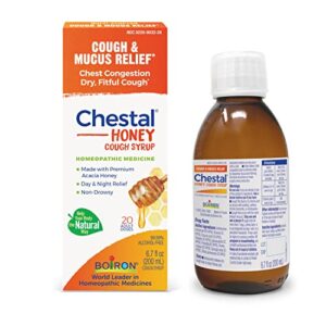 boiron chestal honey adult cold and cough syrup for nasal and chest congestion, runny nose, and sore throat relief – 6.7 fl oz