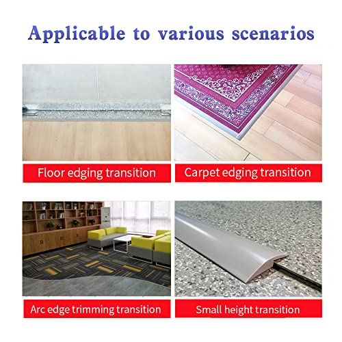 Floor Transition Strip self-Adhesive Carpet and Floor Transition Edge Trim Strip Soft Edge Closing Strip (Grey, 16.4ft)