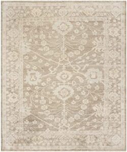 safavieh oushak collection 9′ x 12′ grey/grey osh601c hand-knotted traditional oriental viscose living room dining bedroom area rug