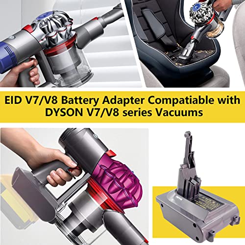 EID Replacement for Dyson V7 and V8 Battery,for Dewalt 20V Lithium Battery Converted to for Dyson V7 V8 SV11 Animal Cordless Stick Vacuum Cleaner Handheld Vacuum