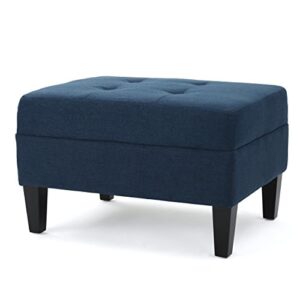 Christopher Knight Home Toddman High-Back Fabric Club Chair, Dark Blue & Zahra Ottoman, Dark Blue