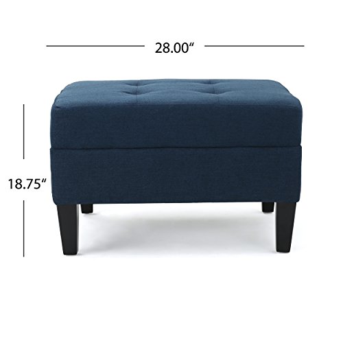 Christopher Knight Home Toddman High-Back Fabric Club Chair, Dark Blue & Zahra Ottoman, Dark Blue