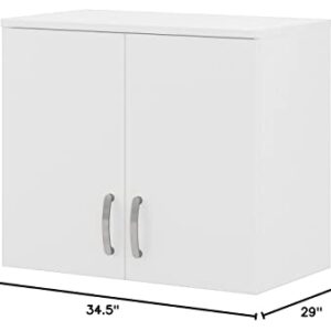 Bush Business Furniture Universal Storage Garage Wall Cabinet with Doors and Shelves, White